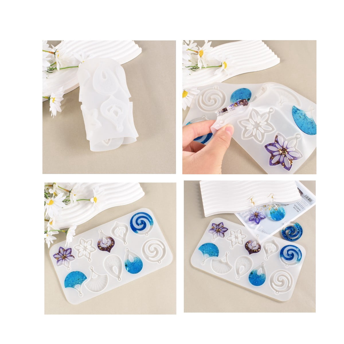 1PC earring silicone mold, various shapes of handmade pendant molds, jewelry necklace earring resin molds, DIY crafts crystal molds, suitable for necklace pendant jewelry making supplies