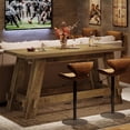 thumbnail image 5 of Finmind 63-Inch Bar Table with Footrest, Rectangular Counter Height Pub Table, Industrial Tall High Top Home Bar Unit for Kitchen, Dining, Working, Rustic Brown, 5 of 8