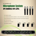 thumbnail image 3 of MUSYSIC Professional Wireless Microphone System 8 Channel UHF 4 Handheld 4 Lavalier Microphones, 3 of 12