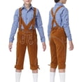 thumbnail image 2 of Trikvn Boys Bavarian Traditional Costume Plaid Long Sleeve Shirt and Suspender Shorts Set with Embroidery Details Classic Lederhosen Outfit for Halloween Party, 2 of 6
