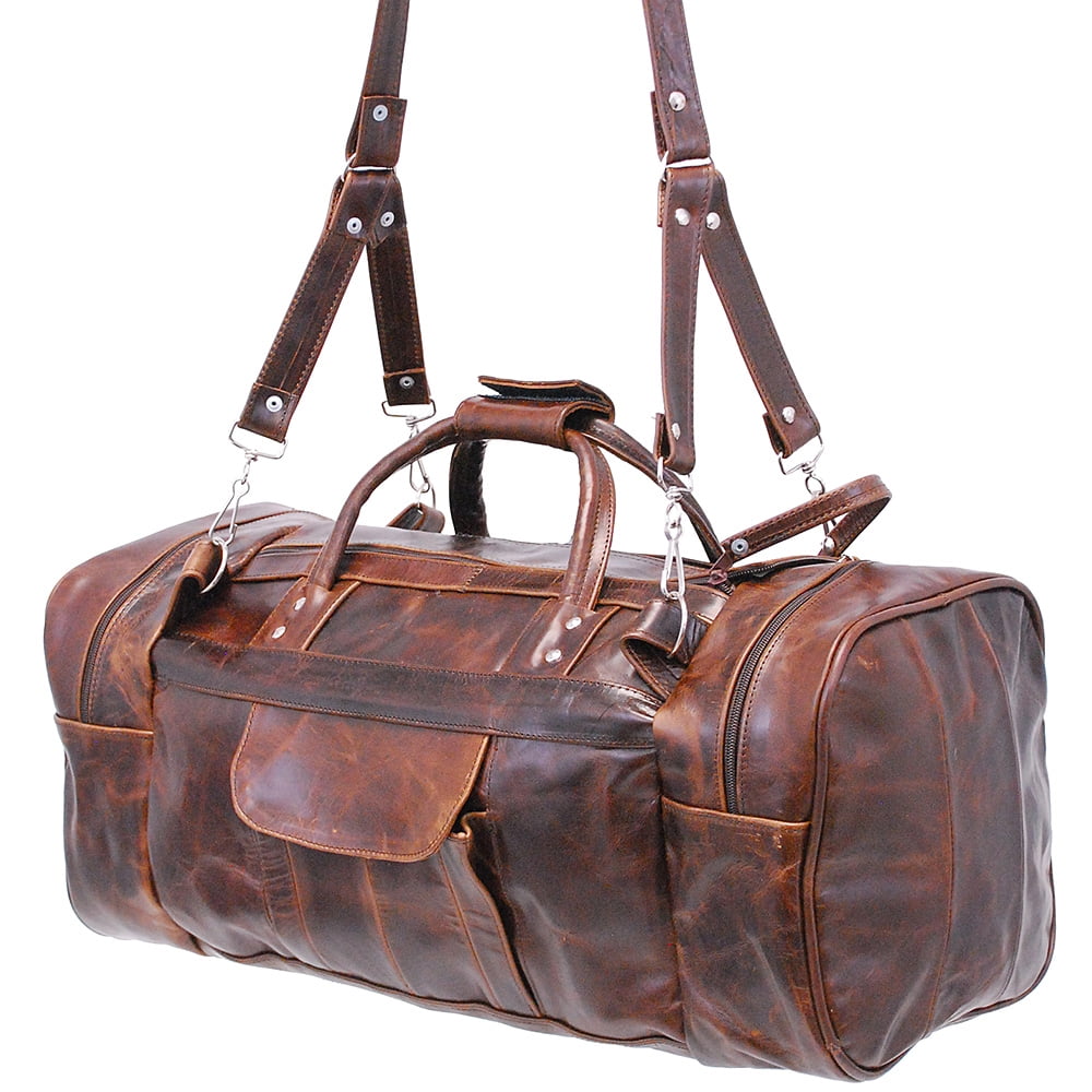 Jamin' Leather Large Size Vintage Brown Leather Travel Duffle Bag #P3102DN by