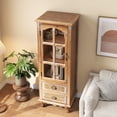 thumbnail image 3 of Atumcto 54.7" Tall Narrow Farmhouse Accent Cabinet with Glass Doors, 2 Drawers & Removable Shelves for Living Room or Entryway, 3 of 10