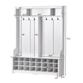 thumbnail image 6 of EUROCO Hall Tree with Bench and Shoe Storage,Hallway Coat Rack with Metal Black Hooks,60" W Entryway Bench  Hall Tree with Ample Storage Space  for Entryway Living Room Hallway, White, 6 of 6