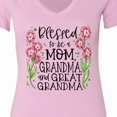 thumbnail image 4 of Inktastic Blessed to Be a Mom, Grandma, and Great Grandma Pink Flowers Women's V-Neck T-Shirt, 4 of 5