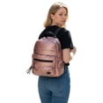 thumbnail image 4 of Mochila casual marca Luxo Brand modelo UNIBELLA de nylon sintética satinado acolchada color rosa, 4 of 5