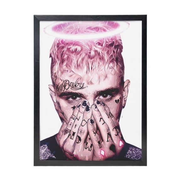 Lil Peep Black Framed Canvas Wall Art Fashion Decor, 12x16in Wall Decor For Living Room, Bedroom, Office