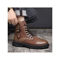 thumbnail image 6 of Men's High-Top Combat Boots with Lace-Up Adjustable Buckle Strap, Mixed Fabric & Faux Leather Upper, Durable Outdoor Footwear for Daily Wear and Casual Activities, 6 of 9