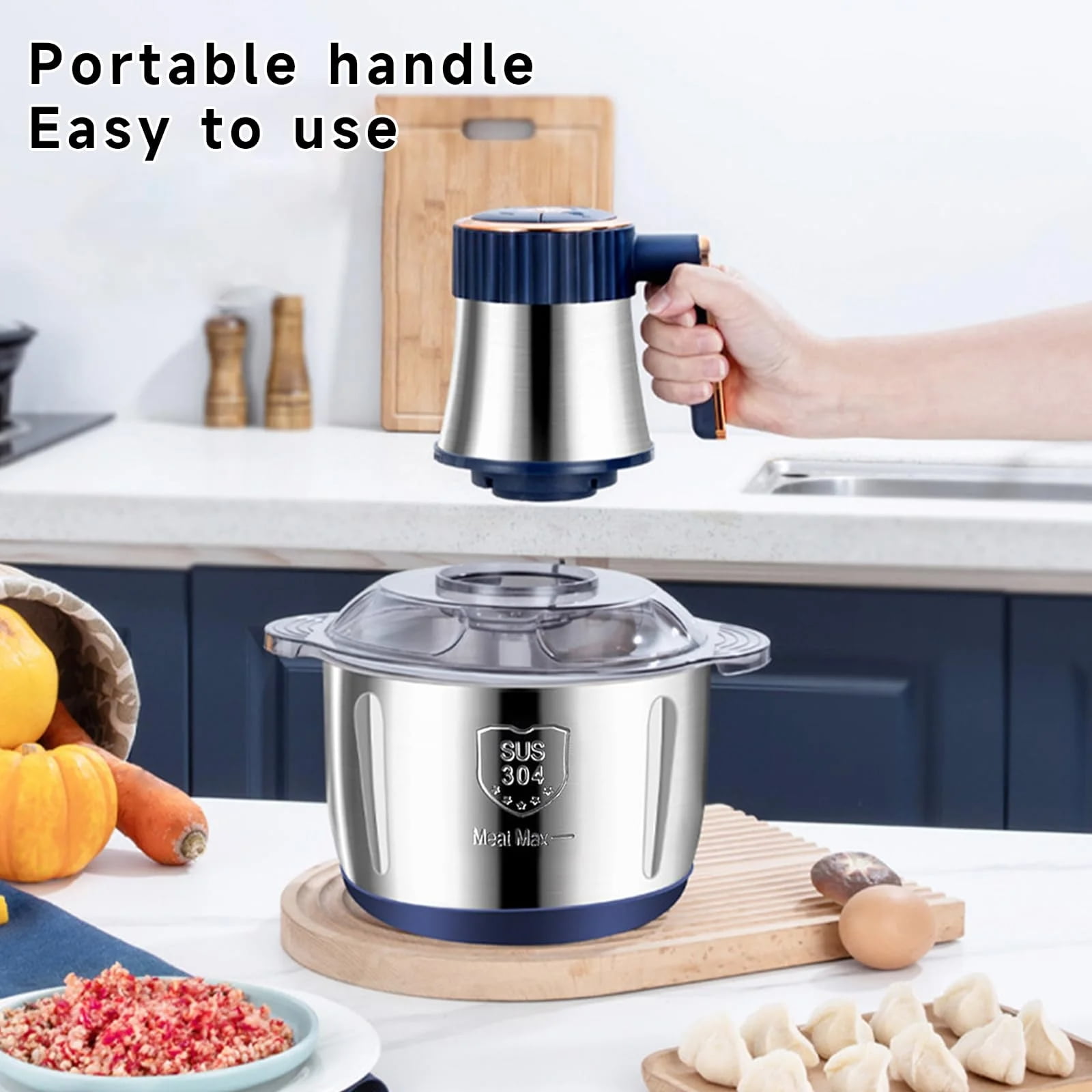 500W Electric Food Chopper & Meat Grinder, 5L Stainless Steel Multifunctional Kitchen Processor with 5 Speeds, Vegetable Slicer & Dough Maker for Home Cooking