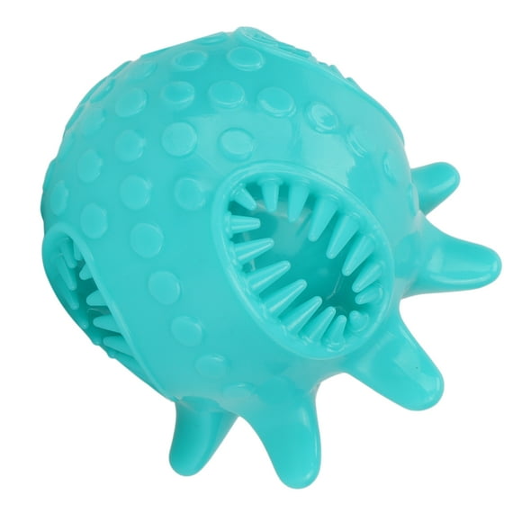 Pet Food Dispensing Ball, Bite Resistant Deep Cleaning Dog Toothbrush Toy Massage the Gums Dogs Chew Squeaky Toys Eliminate Boredom for Dog for Entertainment Blue