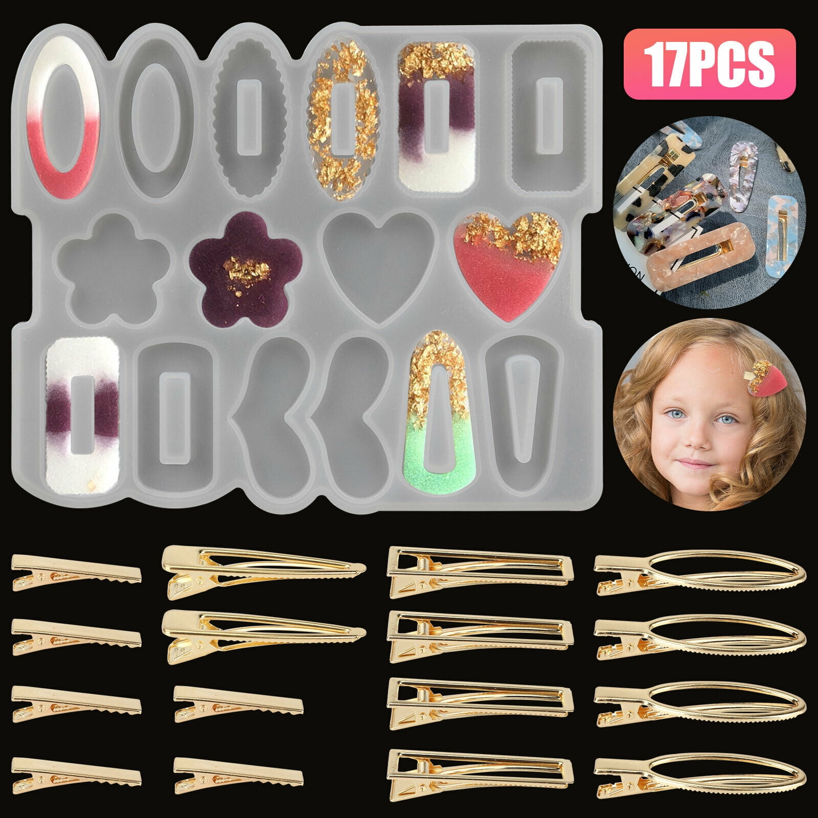 Jewelry Making Tools Silicone Mould Hair Clip Mold Hairpin Molds Resin Mold-* 