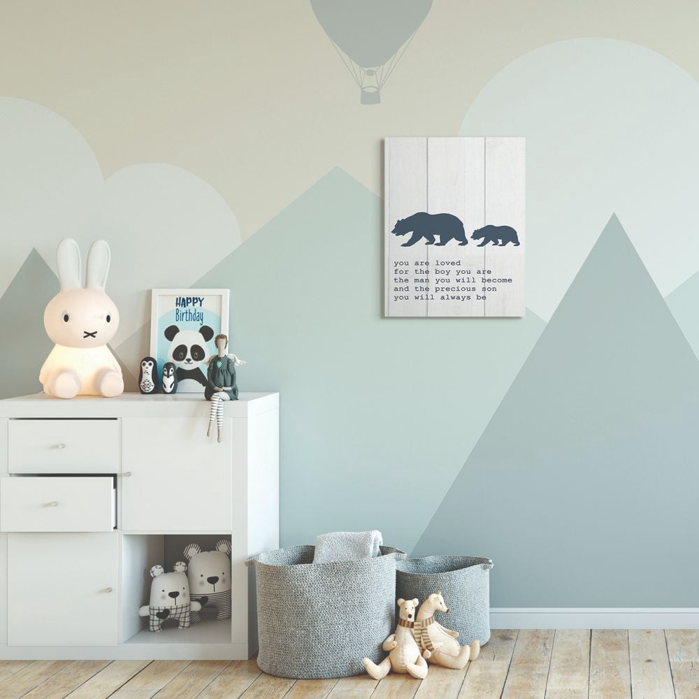 The Kids Room by Stupell Kids Inspirational Word Boys Bear Family Animal Design Canvas Wall Art by Daphne Polselli