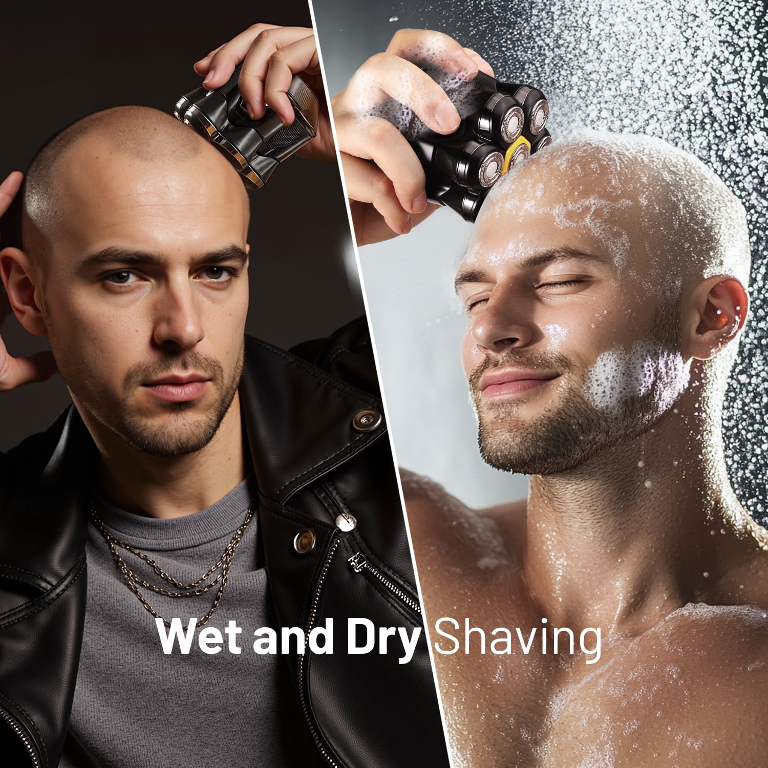 Nogroa Head Shavers for Men, Magnetic Electric Bald Razor, 7D Rotary Cordless Shaver, Rechargeable Grooming Kit for Mens Scalp/Face/Beard, Close Shaving, PX7 Waterproof, Wet/Dry, LED Display