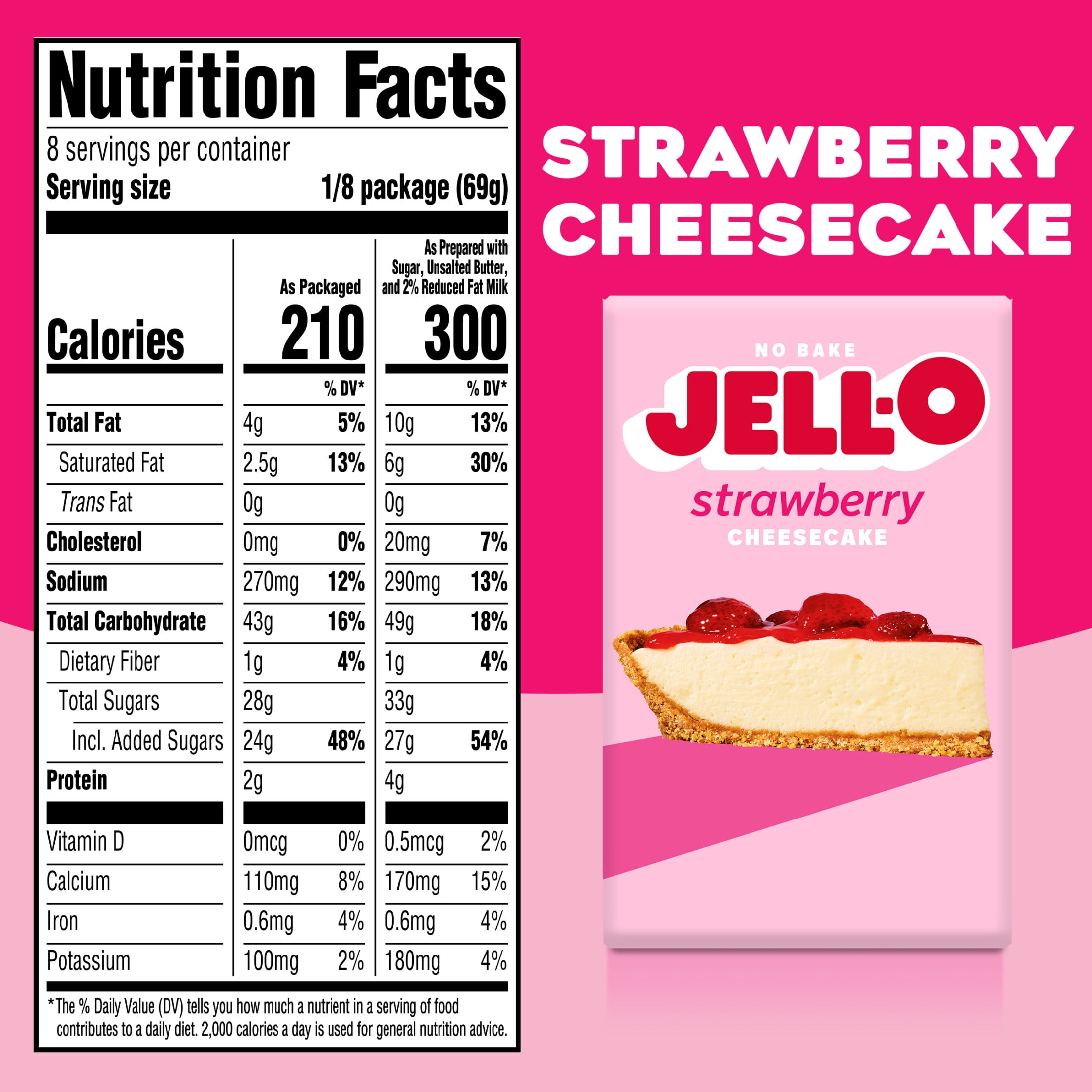 Jell-O No Bake Strawberry Cheesecake Dessert Kit with Strawberry Topping, Filling Mix and Crust Mix, 19.6 oz Box