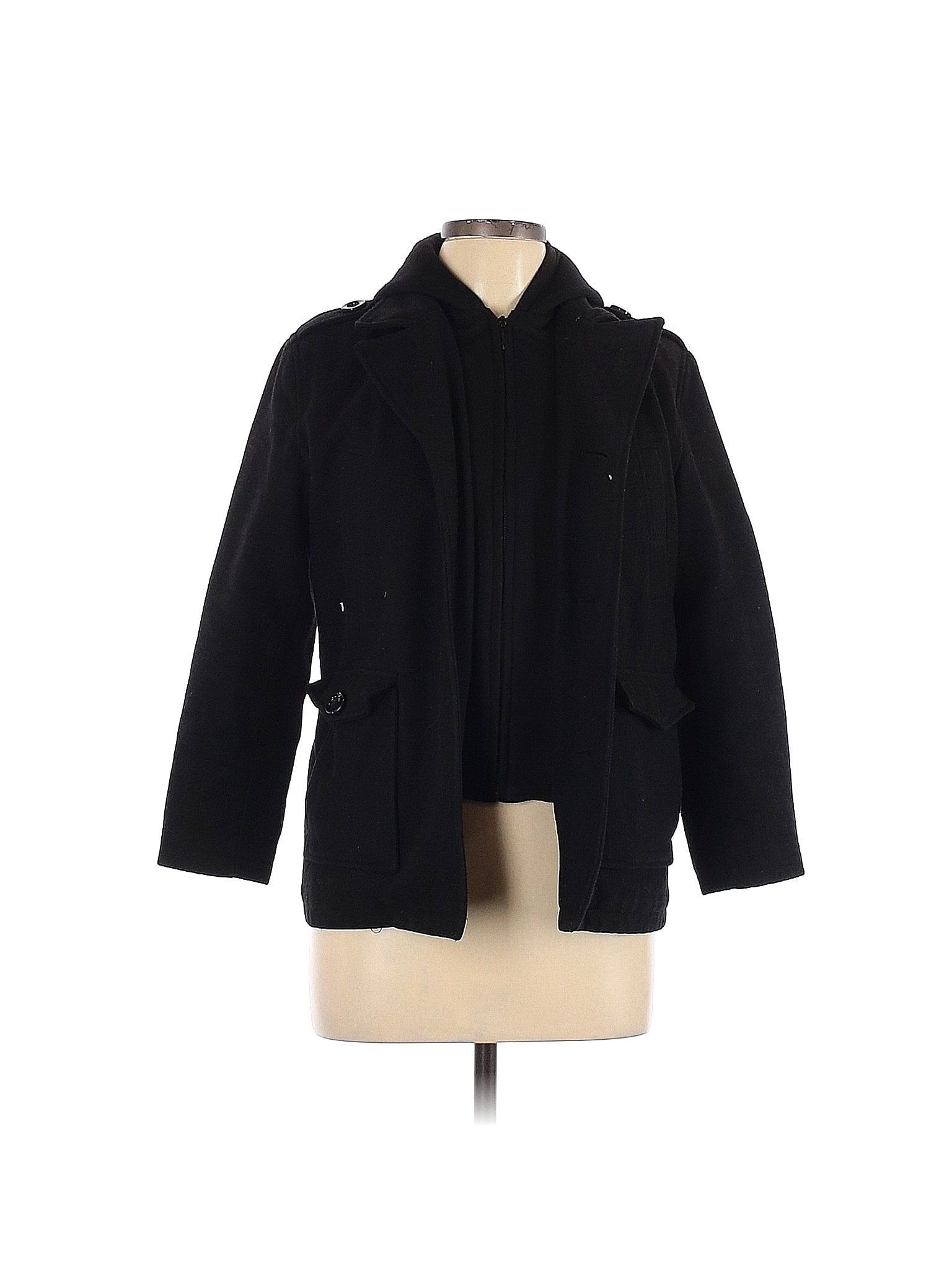 black rivet faux fur jacket