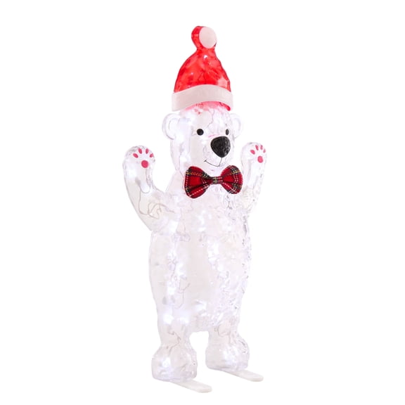 Indoor/Outdoor Light-Up Icy Bear Christmas Decoration with 35 LED Lights, Red and White, 30", by Holiday Time