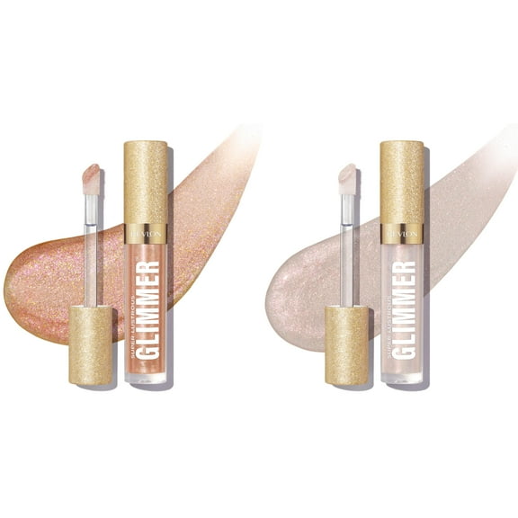Revlon Super Lustrous Glimmer High-Shine Lip Gloss, Happy Hour 004 & Diamond Drama 001, Pack of 2