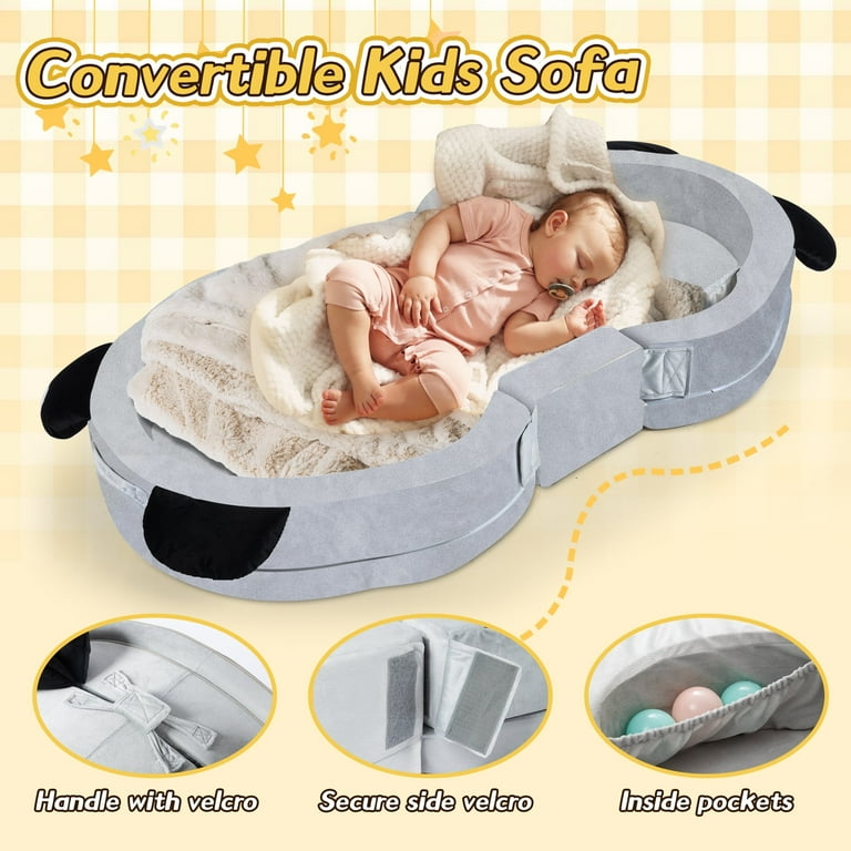 spanspace Foldable Toddler Travel Bed, Portable Floor Bed for Kids