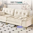 thumbnail image 5 of FFH 104.7" Cloud Sectional Sofa, Tufted Chenille Sleeper Sofa with Movable Armrests and Pillows, 4 Seater Oversized Couch with Deep Seat for Living Room, Beige, 5 of 13