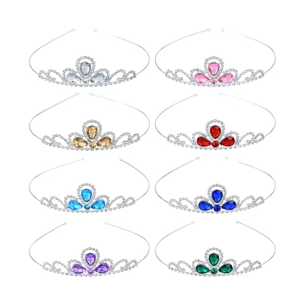 wonima44 inSowni 8 Pieces Silver Metal Glitter Waterdrop Rhinestone Princess Crown Headbands Tiaras Wedding Birthday Party Prom Headpieces for Women Brides Bridesmaids