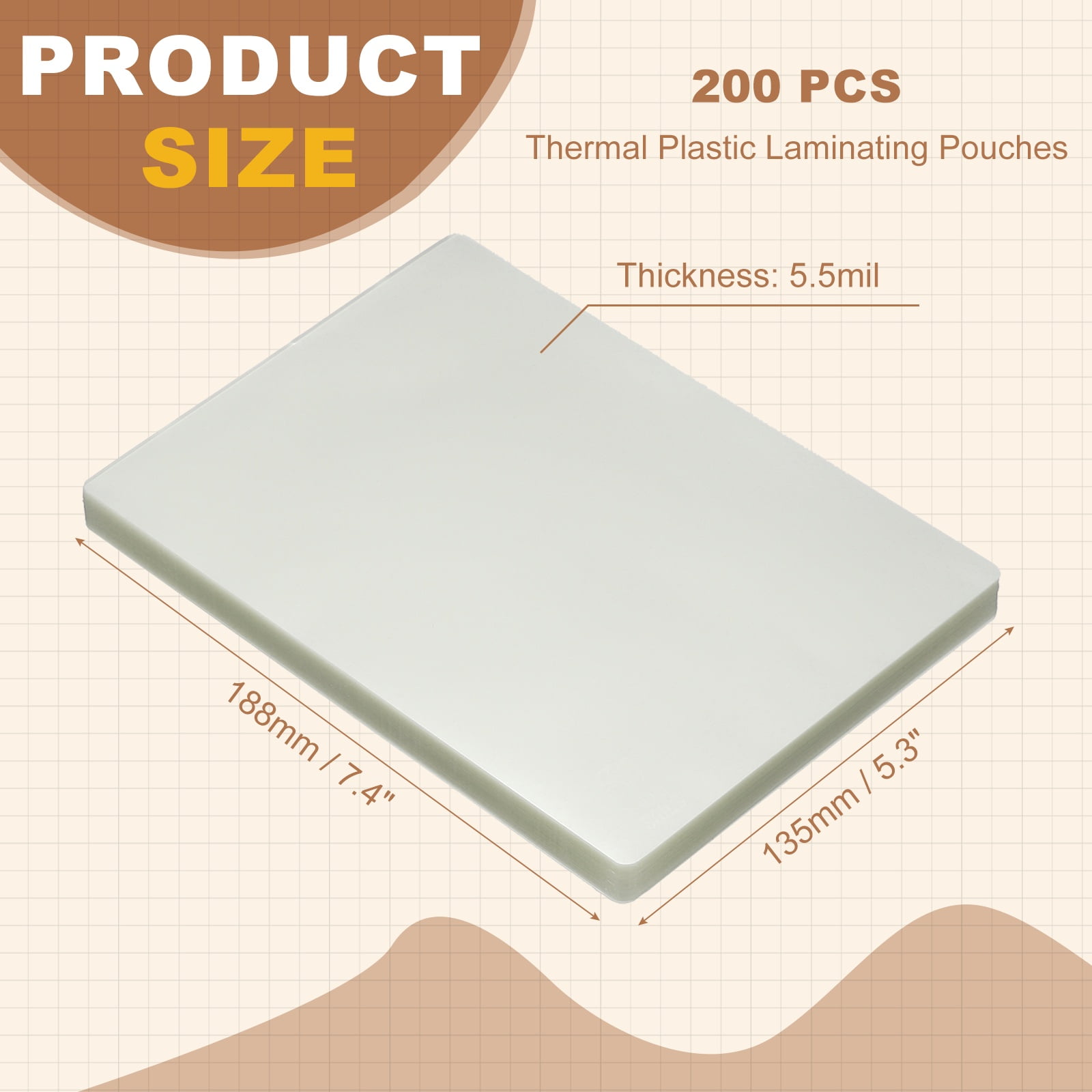 Uxcell 7.4x5.3" 5.5 Mil Thermal Plastic Laminating Pouches, 200Pcs Laminating Sheets Protection for Heat Seal Documents Menus Photos Work Permits Pass Cards ID Cards, Clear