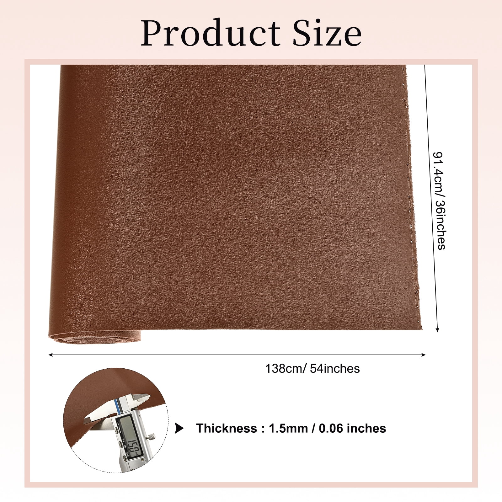 Uxcell Marine Vinyl Fabric, 54 Inch 1 Yard Upholstery Faux Leather Soft Waterproof Sheets Fabric for Crafts DIY Sewings Sofa Wallets Handbag Car, Brown