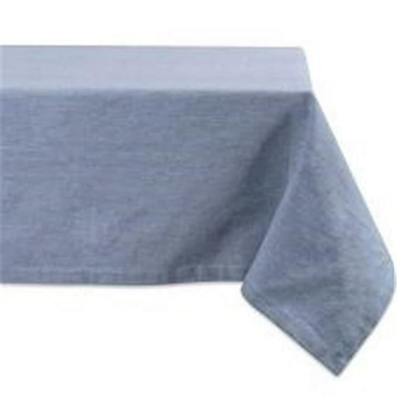 Design Imports Blue Solid Chambray Tablecloth 60X84 inch