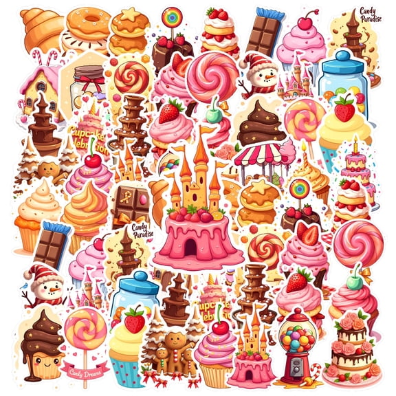 35pcs-50pcs Cute Stickers Candy Stickers Cartoon Dessert Stickers Sweet Bakery for Suitcase Phone Laptop