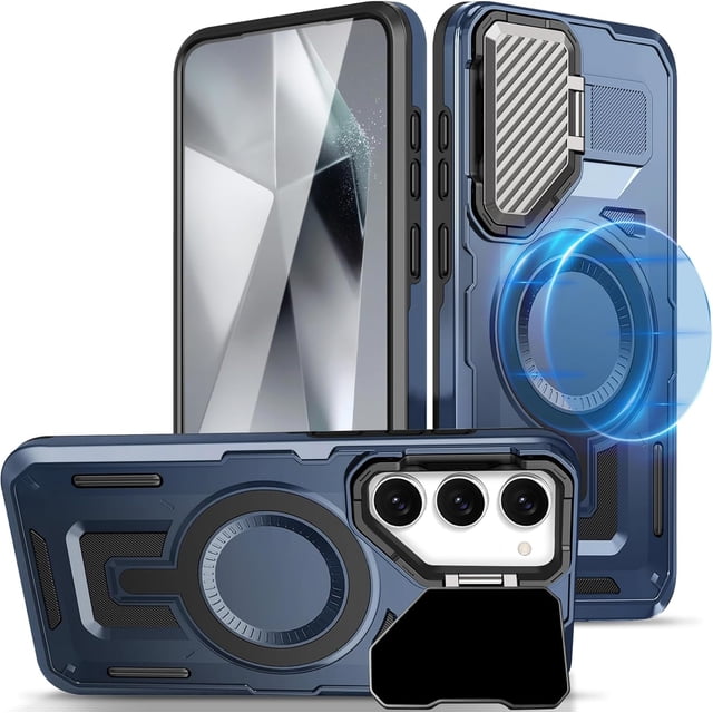 MYKOMI Case for Samsung Galaxy S25 with Kickstand, Compatible with MagSafe, Premium Metal Camera Cover Case for Samsung S25, Military-Grade Protection Magnetic Phone Case for Galaxy S25