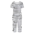 thumbnail image 5 of Offres des Fêtes Iumwxz Pyjamas Rétro Confortables Ensembles d'Été pour Femmes Floral Graphique Col en V Manches Courtes Taille Élastique Tenues Capri pour Dames Faire du Magasinage, 5 of 5