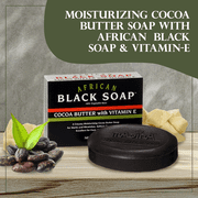 Madina African Black Soap with Cocoa Butter, Halal Certified, 6-Pack