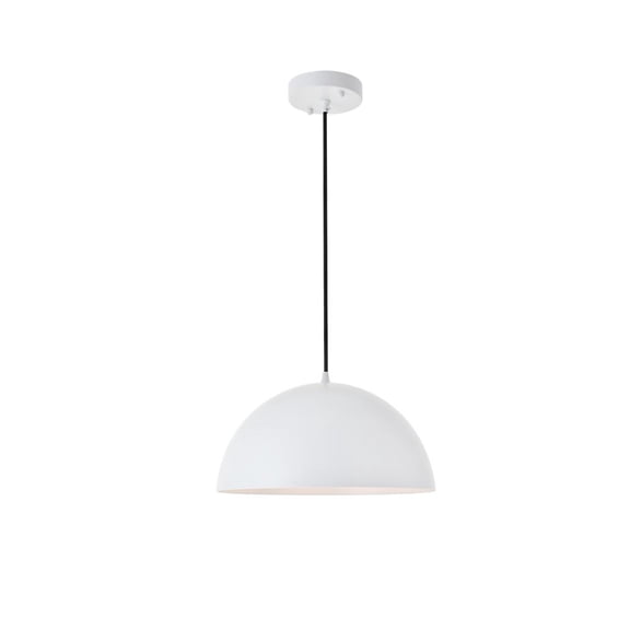 Living District Forte 1-Light Mid-Century Metal Pendant in White
