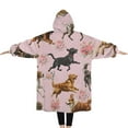 thumbnail image 2 of Oversized Wearable Blanket Hoodie,Dogs with Pioneer Flower Sherpa Blanket Hoodie with Super Pockets,Super Warm Fuzzy Pullover for Women & Men, 2 of 6