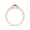 thumbnail image 2 of ANGARA Natural Amethyst and Diamond Three Stone Ring in 14K Rose Gold for Women (Size-6x4mm) | February Birthstone, Birthday, Anniversary, Jewelry Gift for Women | Natural Amethyst Ring, 2 of 9