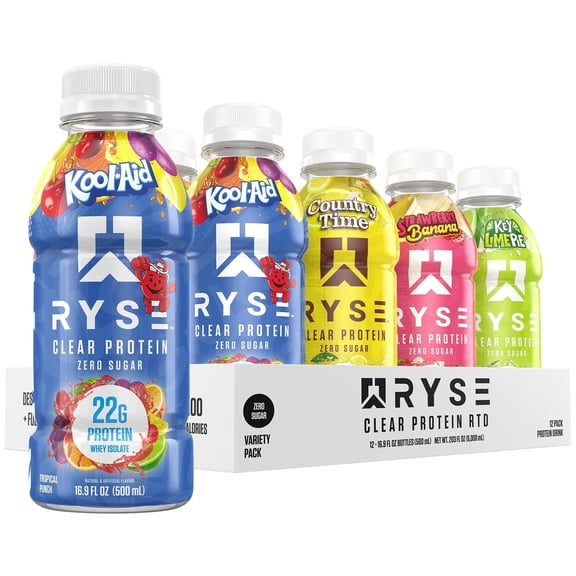 RYSE Clear Protein Shake Ready-To-Drink - Variety Pack - 12 Pack