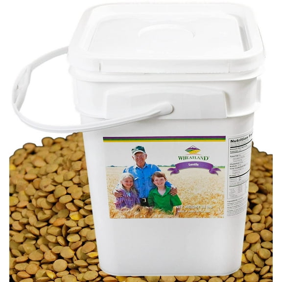 Wheatland Lentils | 20 lb Bucket | 25 Year Shelf Life | Non-GMO | Grown in the USA