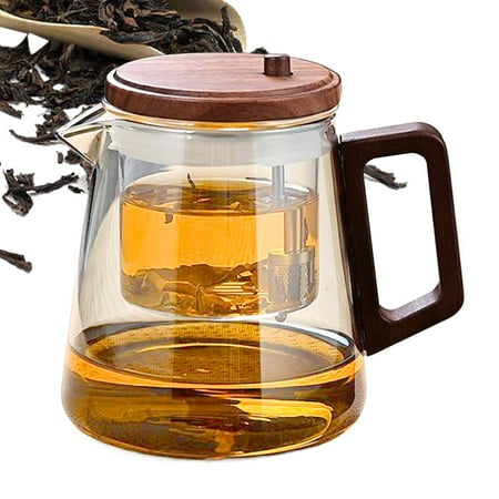 

Frifer Filter Teapot Inner Tank Glass Teapot with Wood Handle Ergonomic Comfort Heat Resistant Tea Maker Kettle for Home Living Room Workplace Restaurant smart
