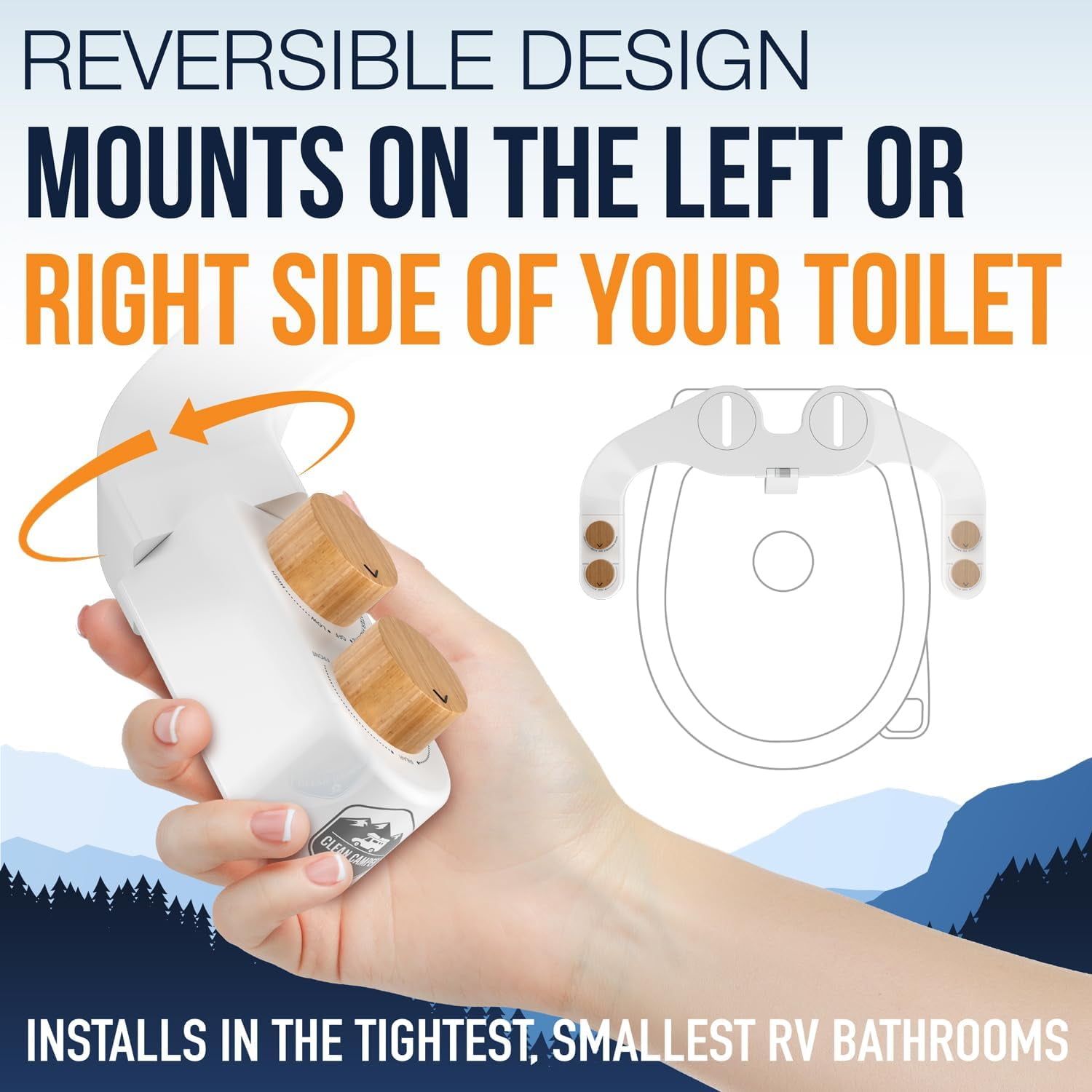RV Bidet from Clean Camper - Self Cleaning, Adjustable Dual Nozzle - Fits Virtually Every RV