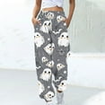 thumbnail image 2 of Halloween Pajama Pants for Women Loose Fit Wide Leg Trouser Pants Casual Elastic Waist Drawstring Palazzo Pants, 2 of 5