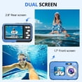 thumbnail image 3 of Waterproof Camera w/ 64G Card Dual Screens, 4K 48MP 11FT Underwater Digital Camera  16X Zoom, Compact Camera for Swimming Floating Snorkeling(Blue), 3 of 9