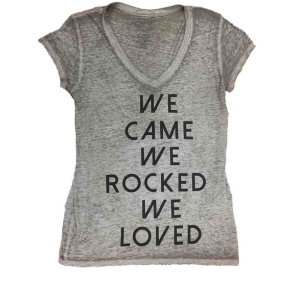 Womens Gray & Black We Came Rocked & Loved Heathered Tee Shirt T-Shirt Large