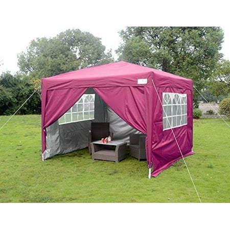Canopy Roller Bag Quictent 10 X 10' Ez Set Pop up Gazebo Party Wedding Tent Canopy Marquee +4 Sidewalls +carry Bag 9 colors 100% Waterproof (Pink) ()
