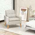 thumbnail image 4 of Gymax 2PCS Mid-century Accent Chair Linen Fabric Reading Armchair w/ Lumbar Pillow Beige, 4 of 8