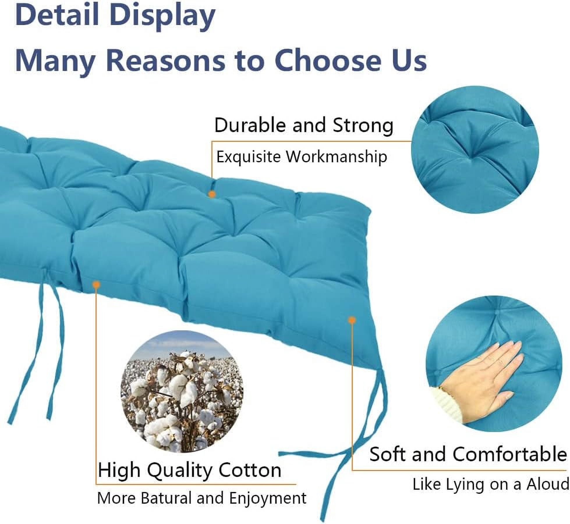 Nvzi Outdoor garden bench cushion, bench cushion, recliner seat cushion suitable for double sofa cushion 39.37 * 19.68 * 3.14 inches, Blue, 1 piece