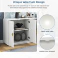 thumbnail image 6 of Buffet Sideboard, Atumon Accent Cabinet with 4 Doors, Farmhouse Buffet Cabinet with Adjustable Shelves, Wood Storage Cabinet Furniture for Kitchen Dining Room Living Room, 60"L x 15"W x 30"H, White, 6 of 10