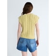 thumbnail image 3 of Free Assembly Women's Scalloped Cable Knit Cotton Vest, Sizes XS-XXL, 3 of 5