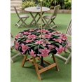 thumbnail image 4 of Outdoor Tablecloth with Umbrella Hole for Patio/Picnic/Party/Camping, Pink Flowers Waterproof Table Cloth Round Cover Washable, Spring Floral Elegant Pastoral Botanical (Dia 54"), 4 of 8