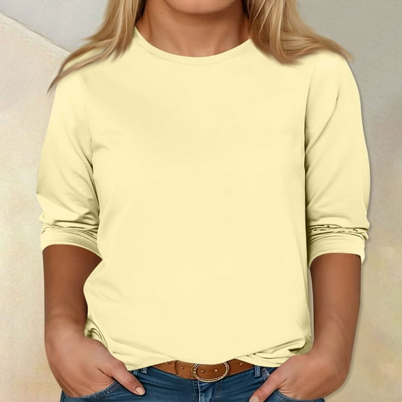 Tshirt Women Women's Plus-size Model O-neck 3/4 Sleeve Solid Color Top
