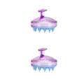 thumbnail image 2 of Qarigey Cepillo de masaje de champú para el cuero cabelludo de silicona de mano, masajeador de pelo para ducha, cepillo de limpieza, cepillo de limpieza púrpura transparente 2piezas Qarigey CBP072514, 2 of 6
