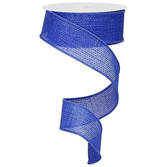 Royal Blue Burlap Wired Ribbon, 1.5 inches x 100 feet