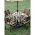 thumbnail image 4 of Outdoor Tablecloth with Umbrella Hole for Patio/Picnic/Party/Camping, Purple Floral Waterproof Table Cloth Square Cover Washable, Spring Lavender Daisy Butterflies Botanical Beige (60"x 60"), 4 of 8